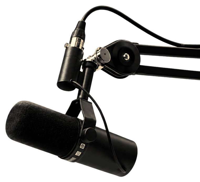 Studio microphone on a boom arm
